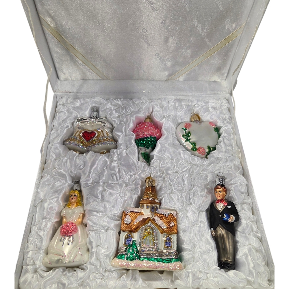 Charming Holiday Ornament Set with Bride and Groom